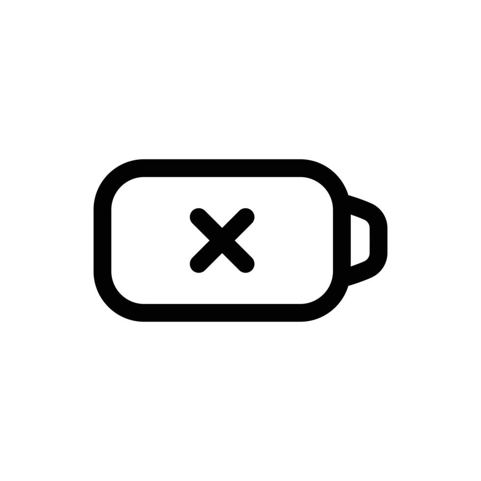 Low Battery icon in trendy outline style isolated on white background. Low Battery silhouette symbol for your website design, logo, app, UI. Vector illustration, EPS10.