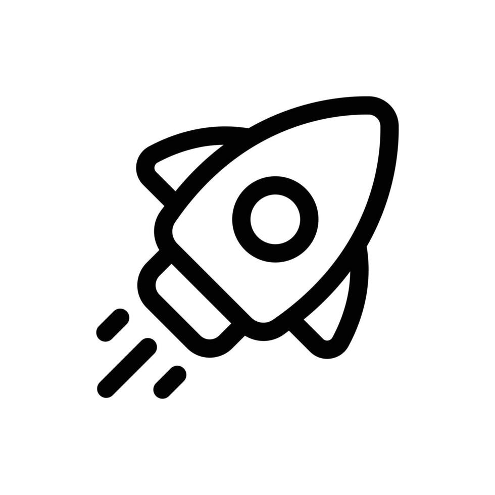 Rocket icon in trendy outline style isolated on white background. Rocket silhouette symbol for your website design, logo, app, UI. Vector illustration, EPS10.