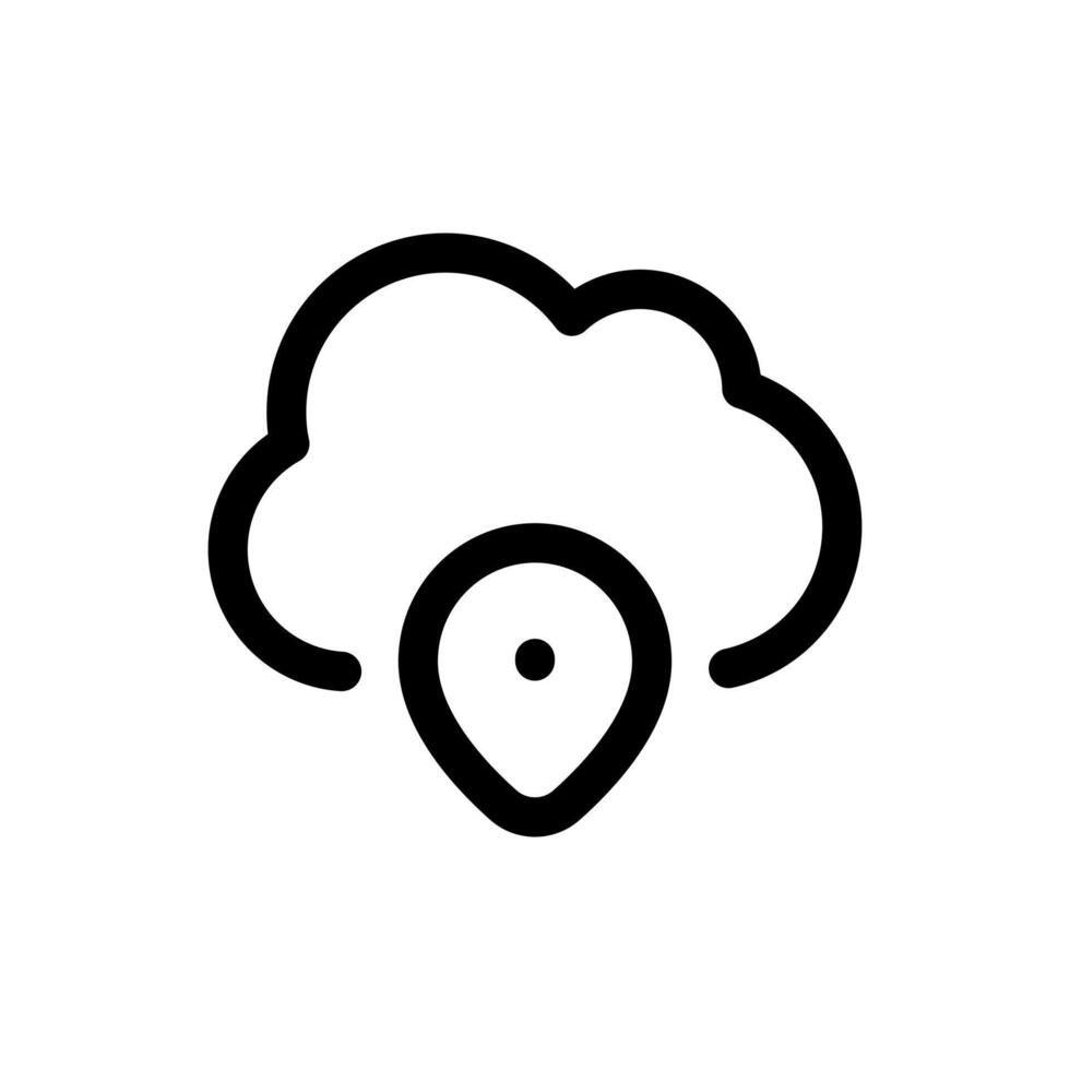 nube ubicación icono en de moda contorno estilo aislado en blanco antecedentes. nube ubicación silueta símbolo para tu sitio web diseño, logo, aplicación, ui vector ilustración, eps10.