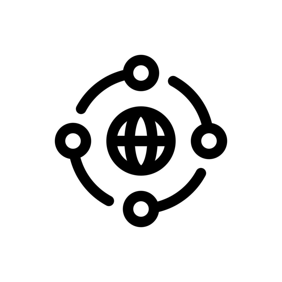 Simple Global Network line icon vector