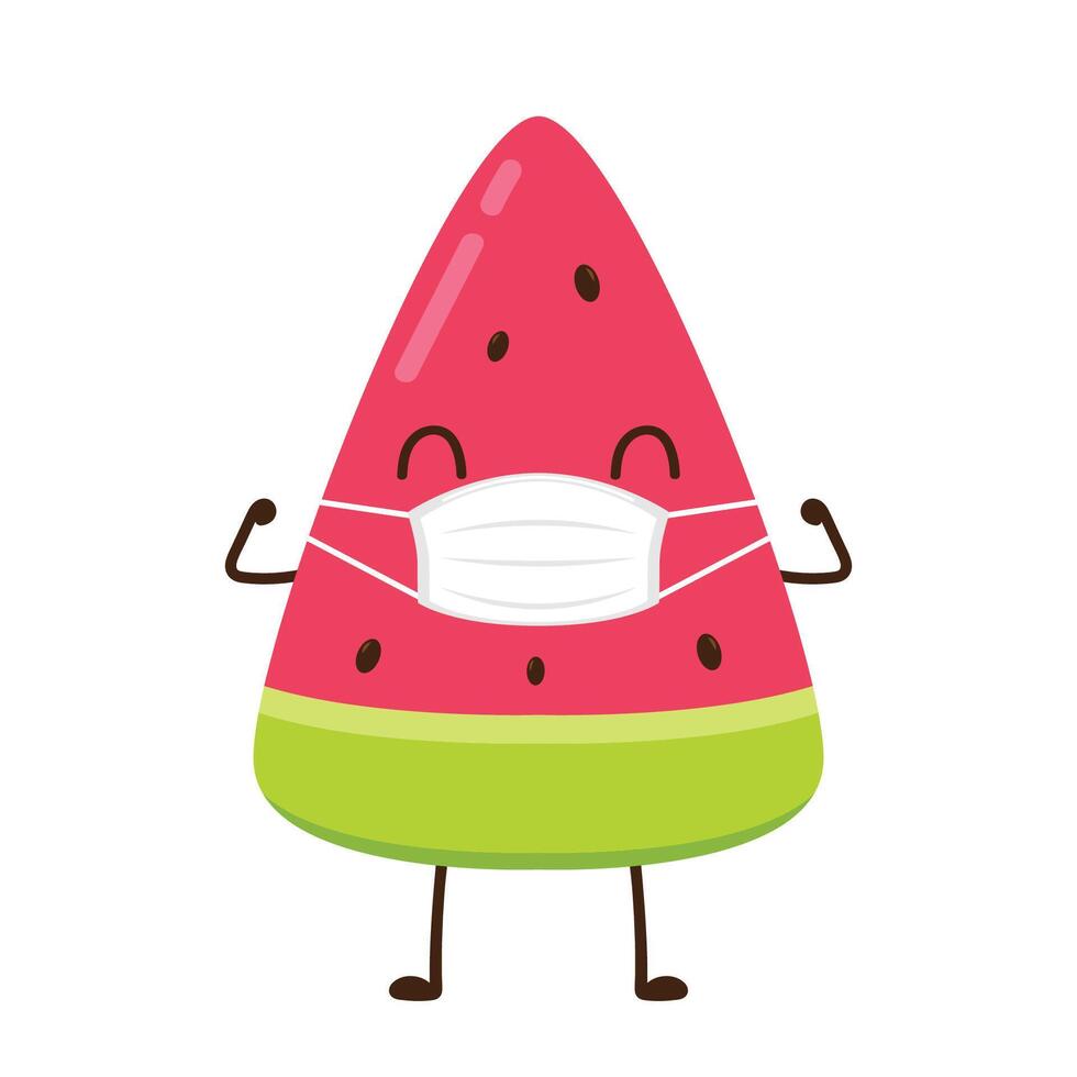 Melon wearing a face mask. Melon character design. Melon vector on white background.