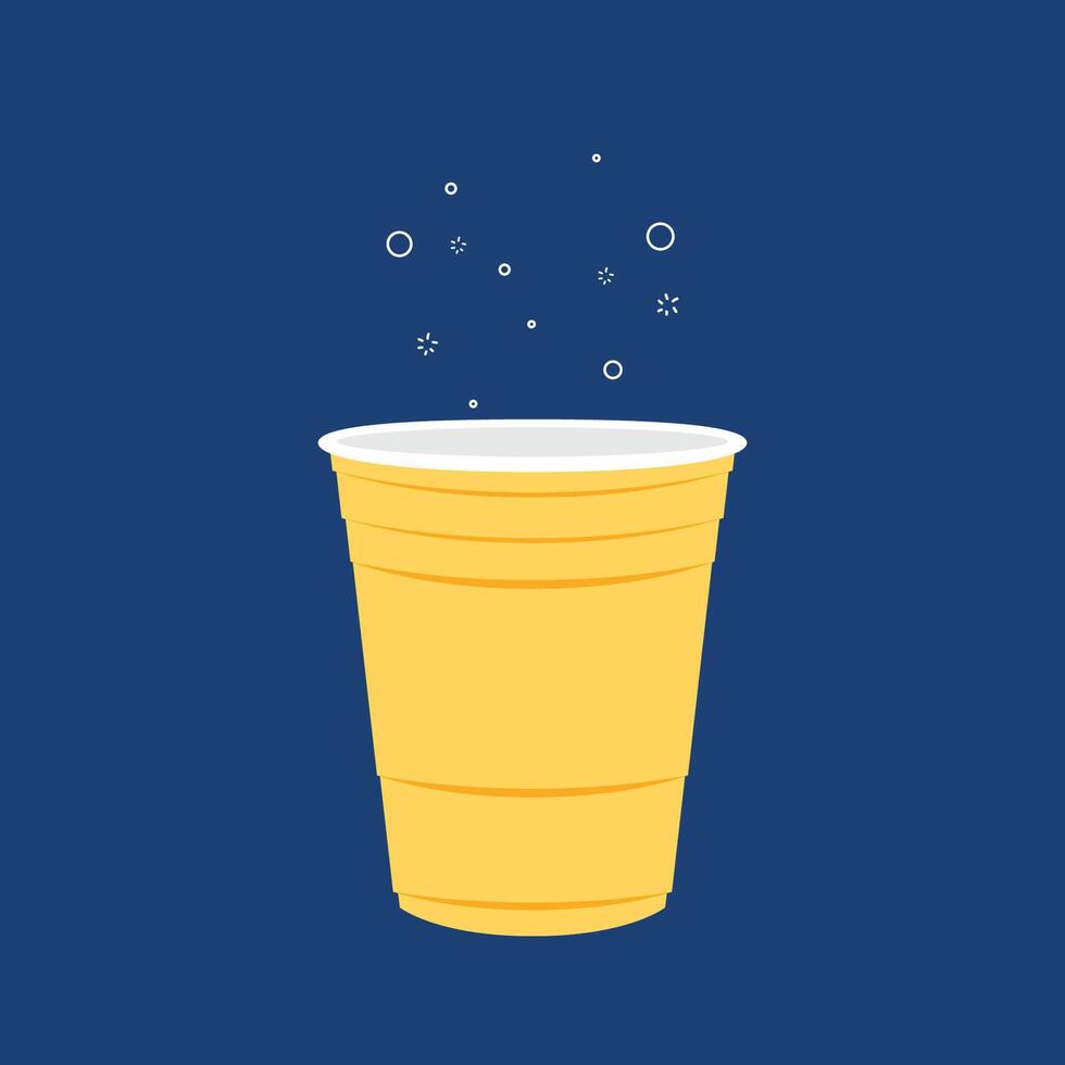 Yellow beer cup. Cup vector.  wallpaper. Vector Illustration of Beer Pong shot with Pingpong ball.