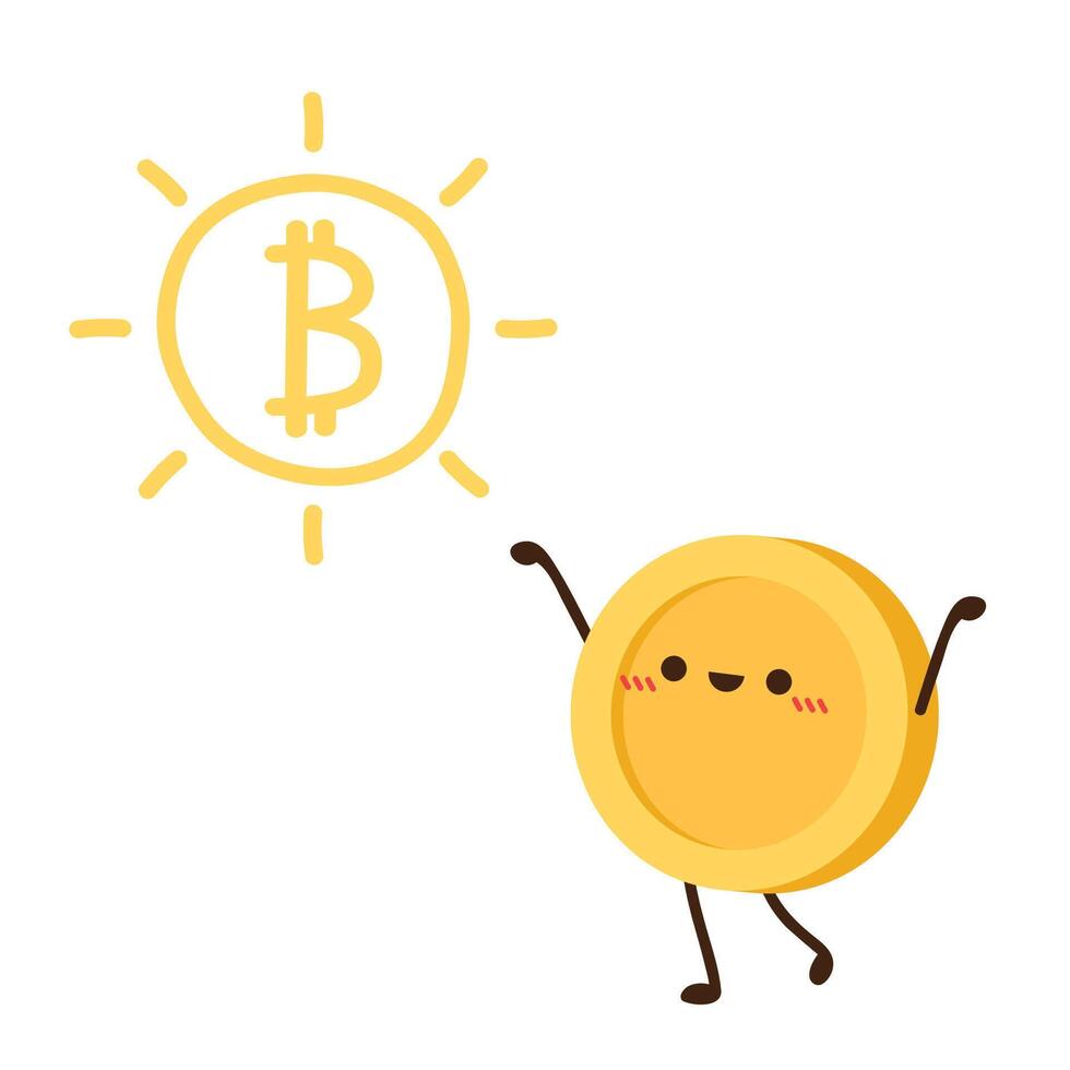 Coin character design. Bitcoin vector. vector