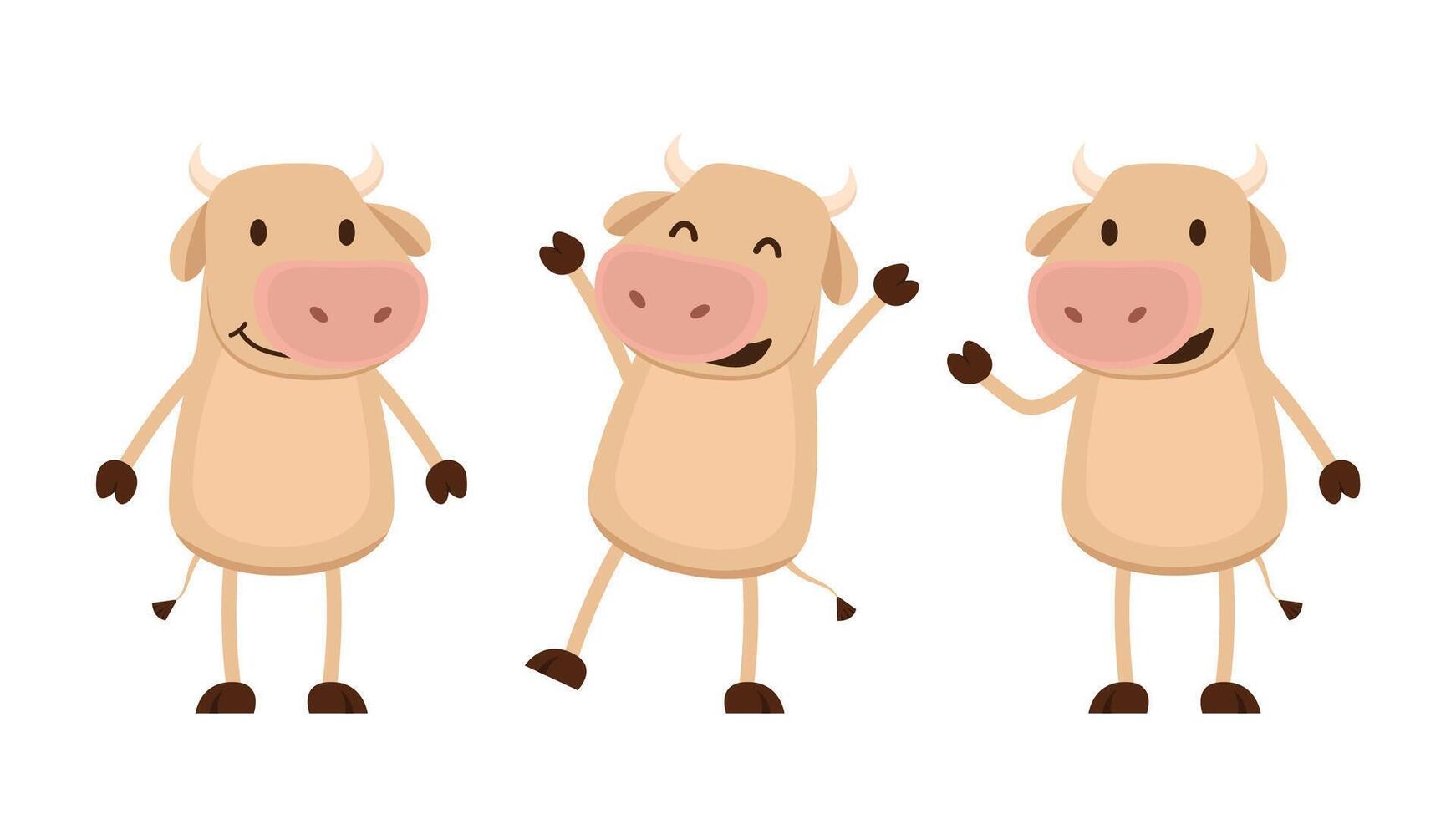 Chinese Happy new year. Happy new year. Year of the Ox. Ox cartoon vector. Ox character design. vector