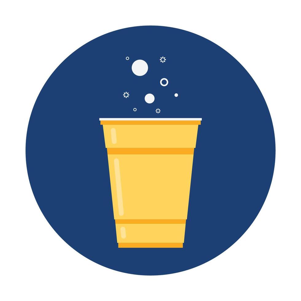 amarillo cerveza taza. taza vector. fondo de pantalla. vector ilustración de cerveza apestar Disparo con ping pong pelota.
