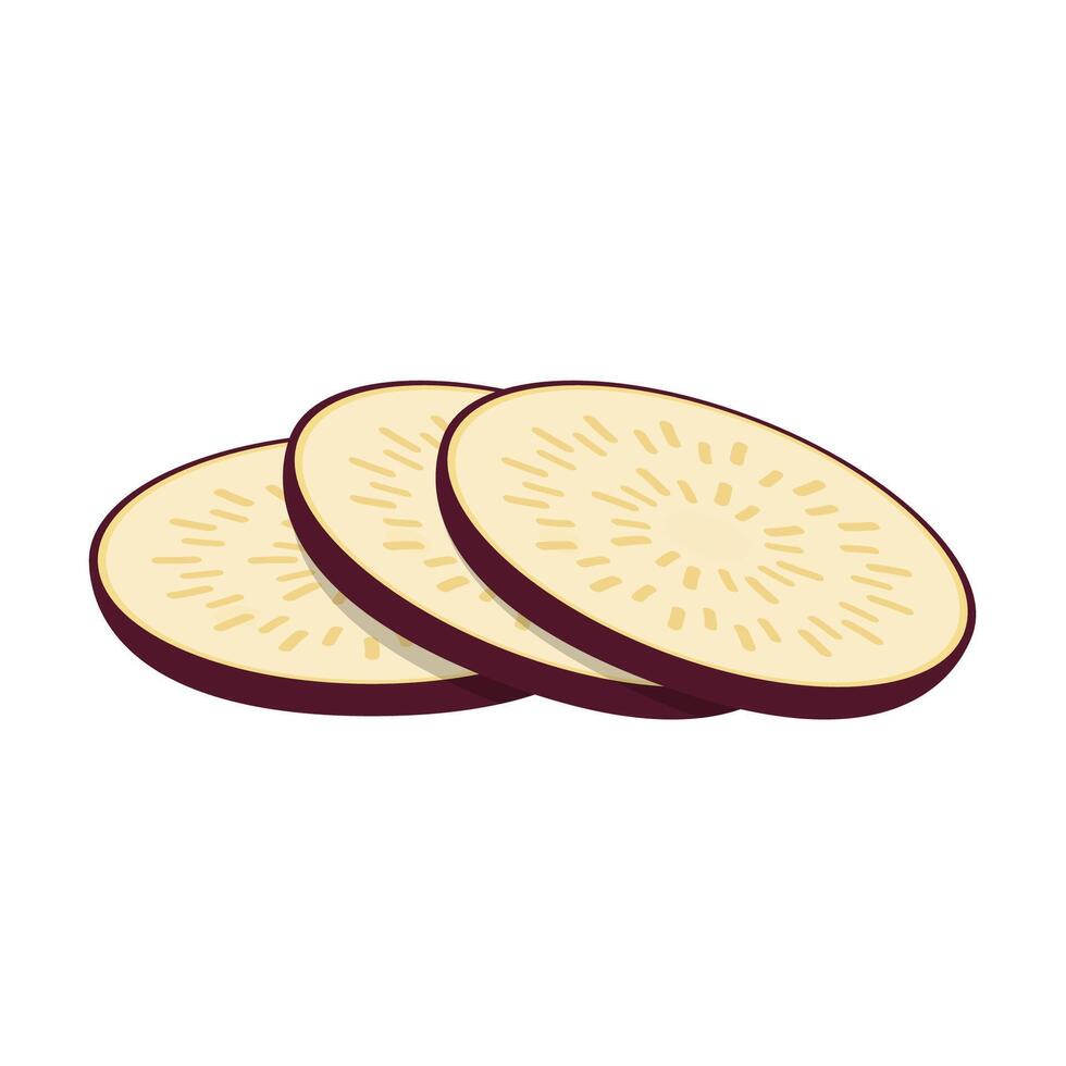 Eggplant on white background. Sliced . vector