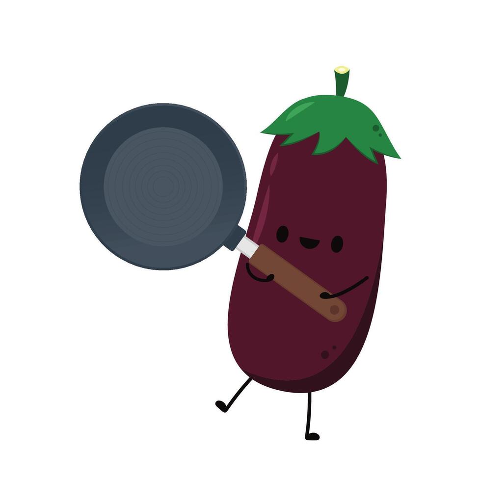 Eggplant on white background. Eggplant character design. vector