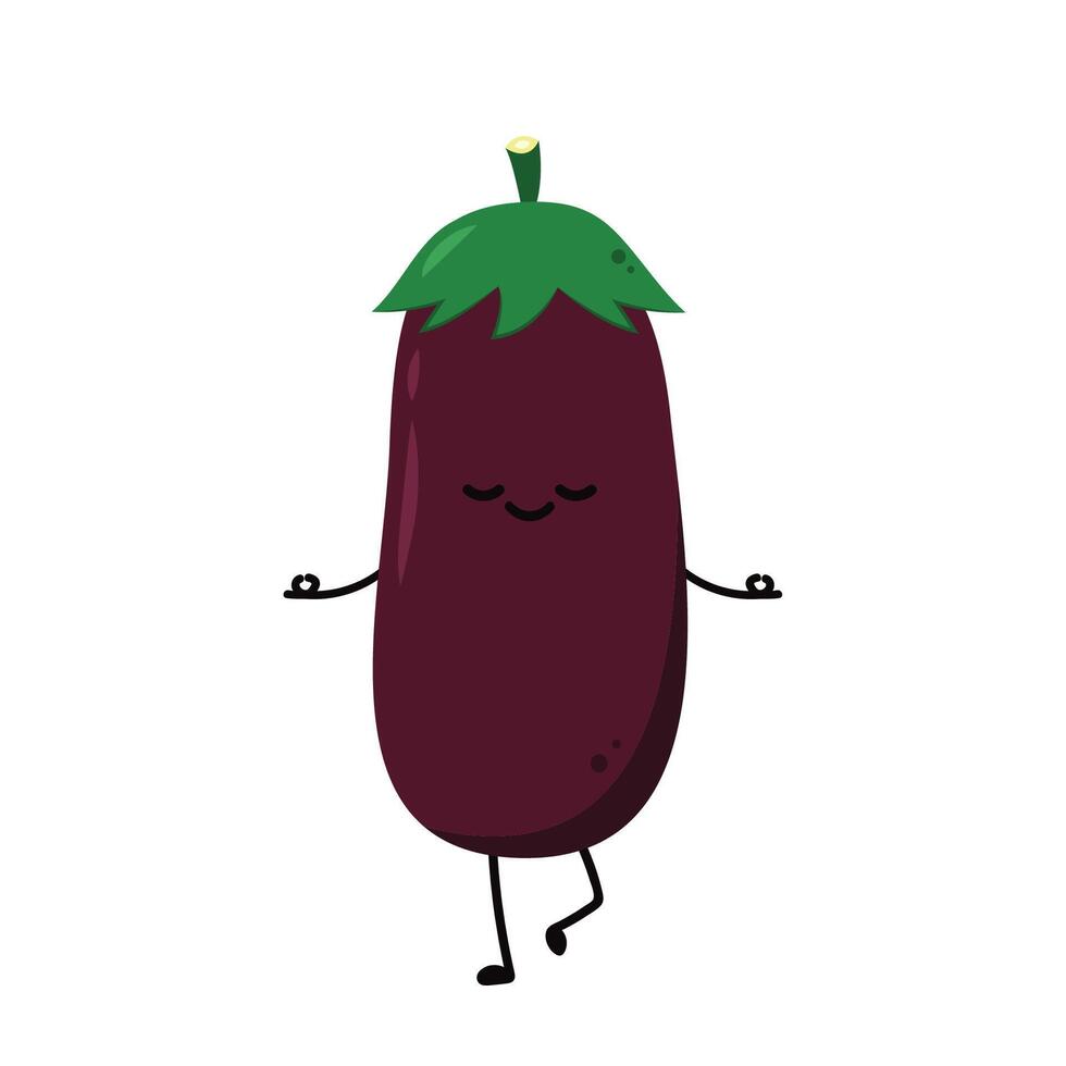 Eggplant on white background. Eggplant character design. vector