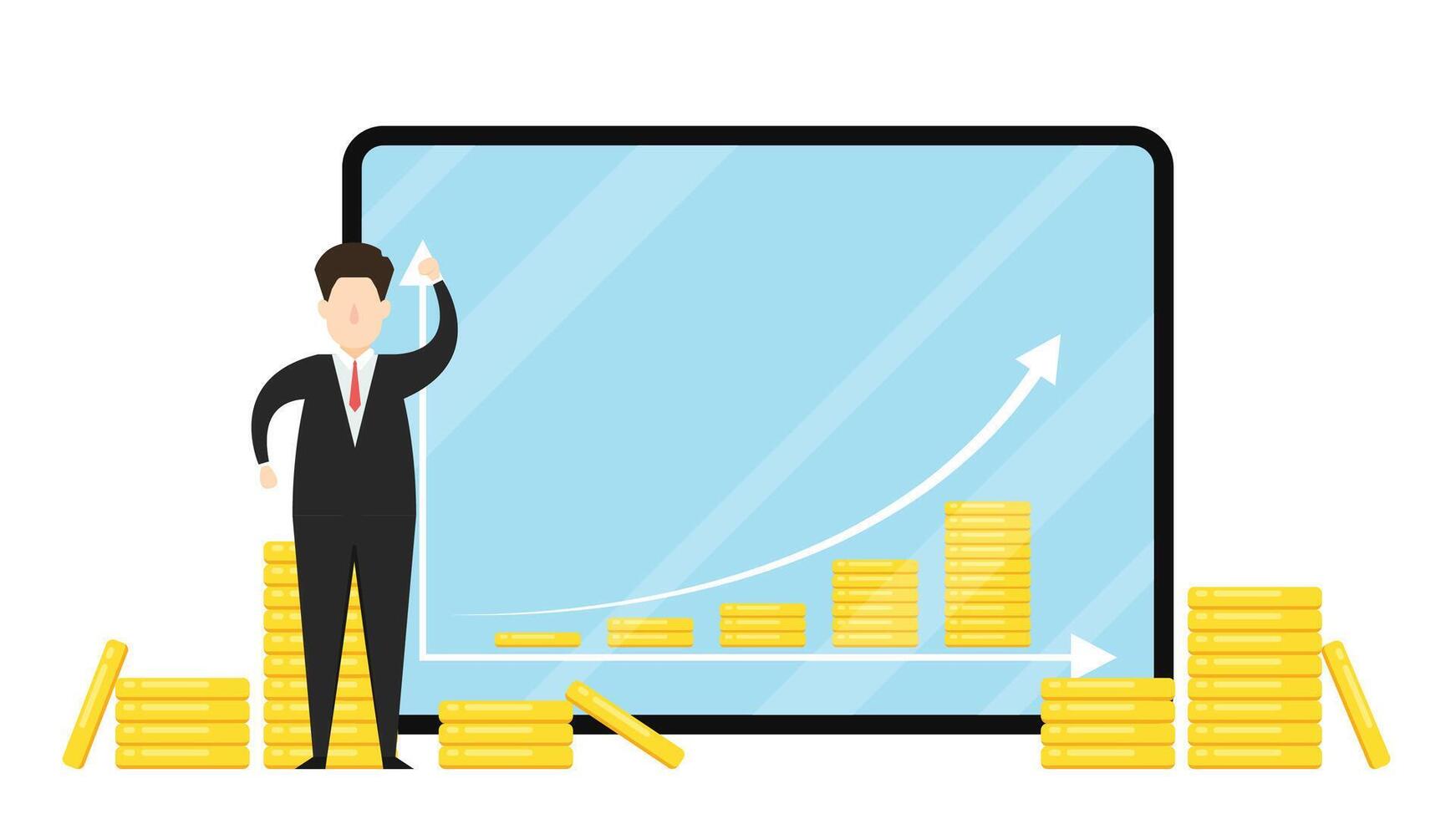 criptomoneda precio arriba. oro moneda yendo arriba. grafico arriba. vector