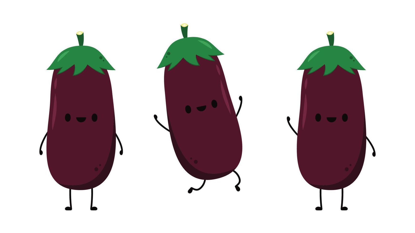 Eggplant on white background. Eggplant character design. vector