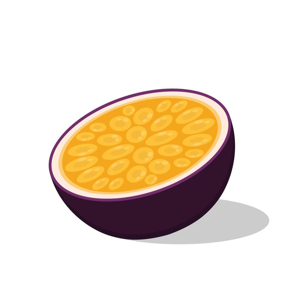 Isolated passion fruit. Illustration with cartoon isolated passion fruit with title on a white background. Passion fruit logo. Passion fruit In section vector. vector