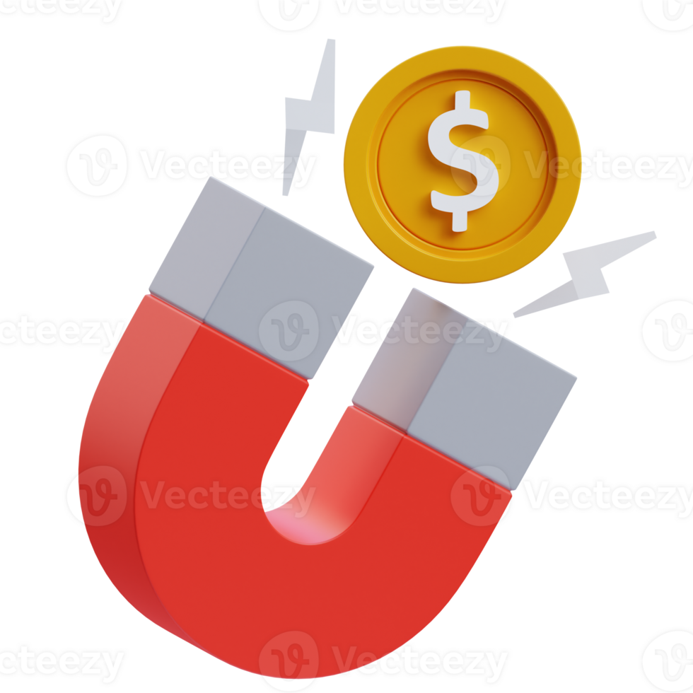 Money attracion 3d graphic illustration png