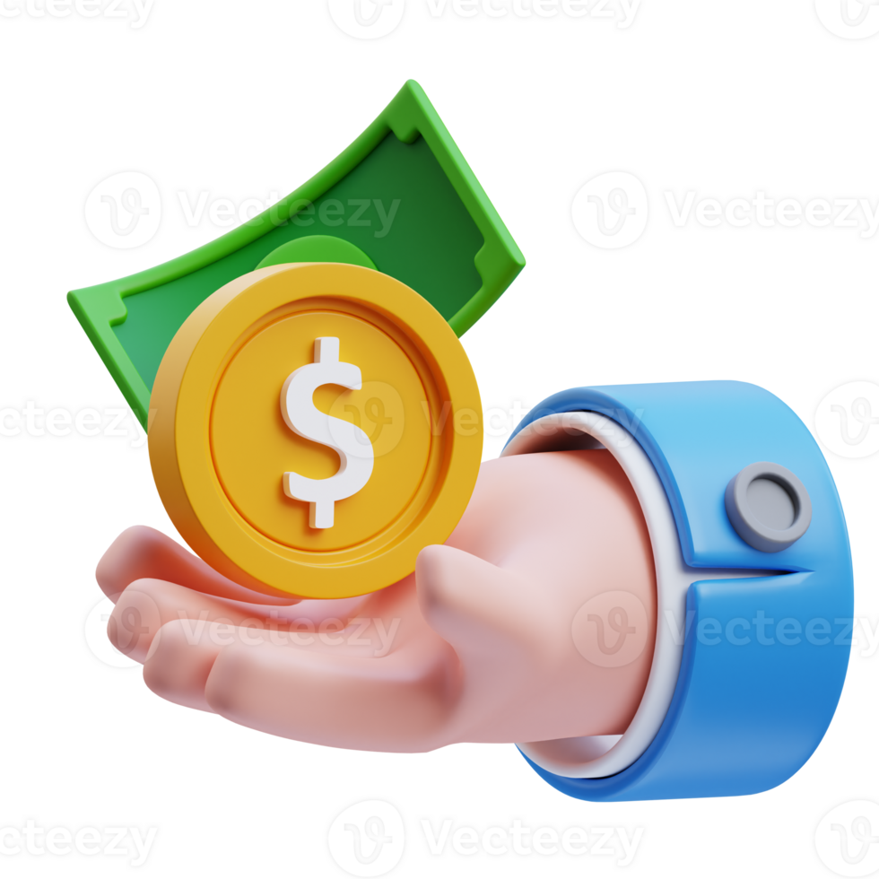 Paiement en espèces 3d graphique illustration png