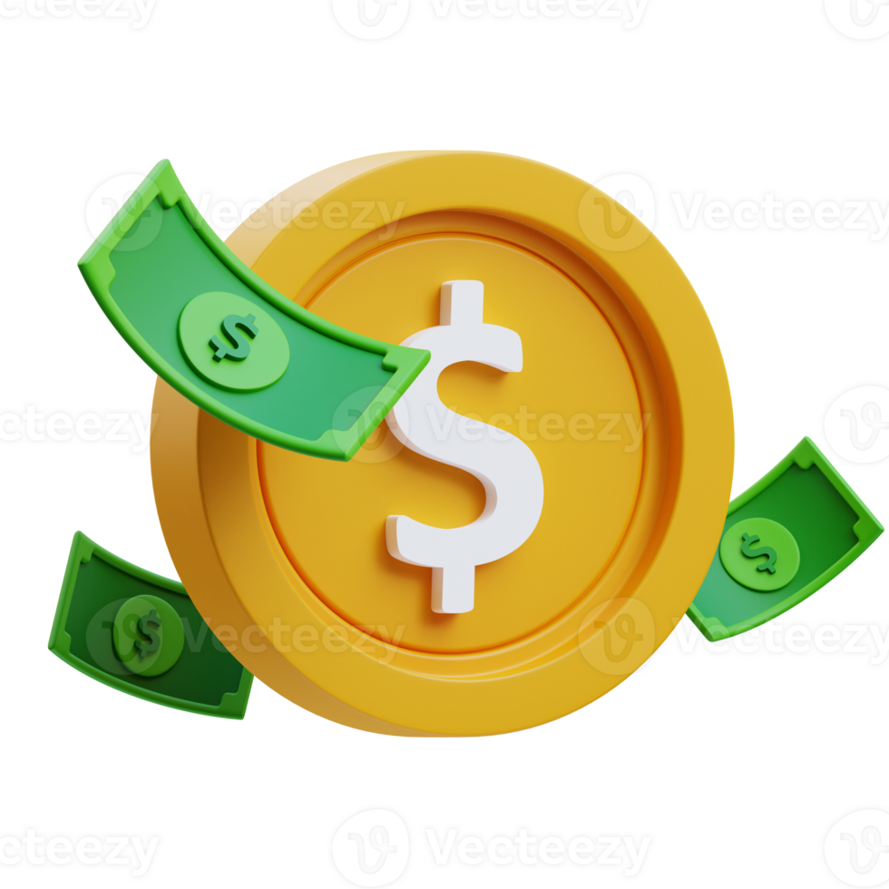 dinheiro e moeda 3d gráfico ilustração png