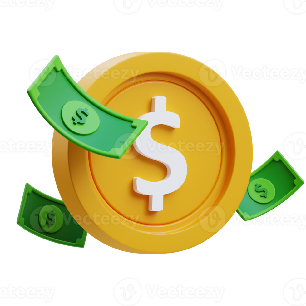 Money and coin 3d graphic illustration png