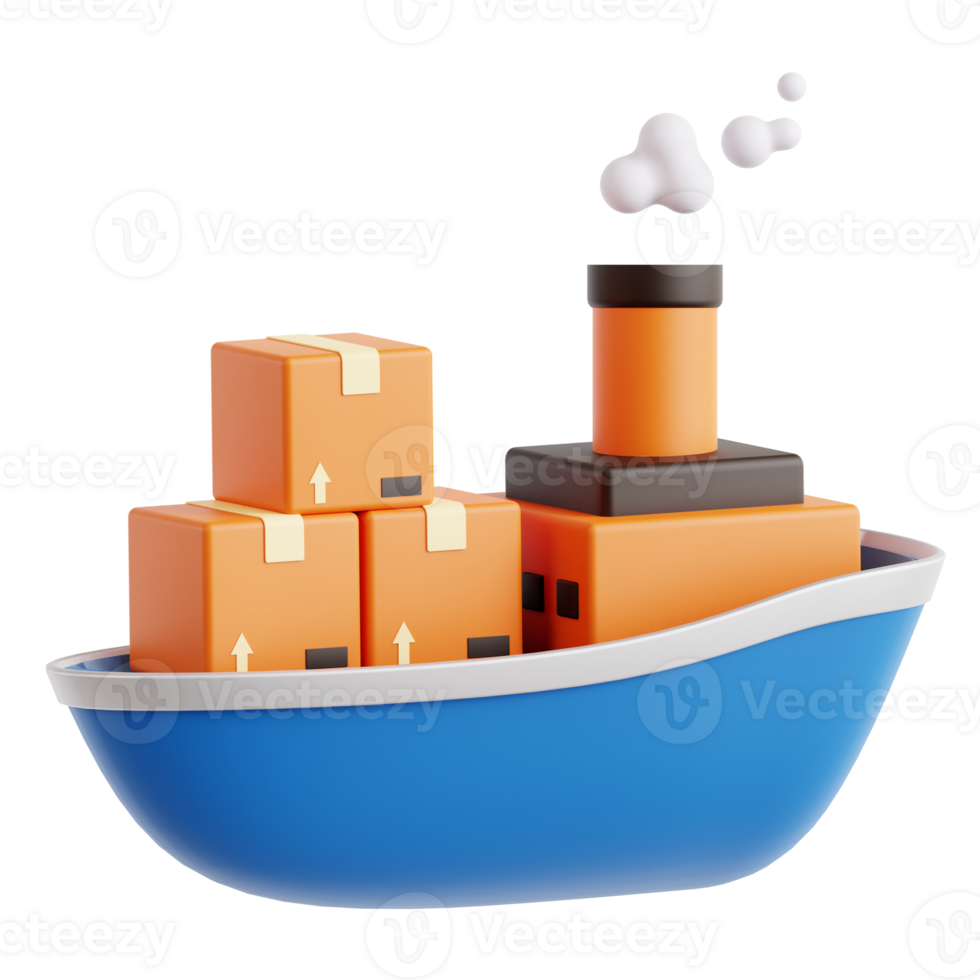 Cargo ship 3d graphic illustration png