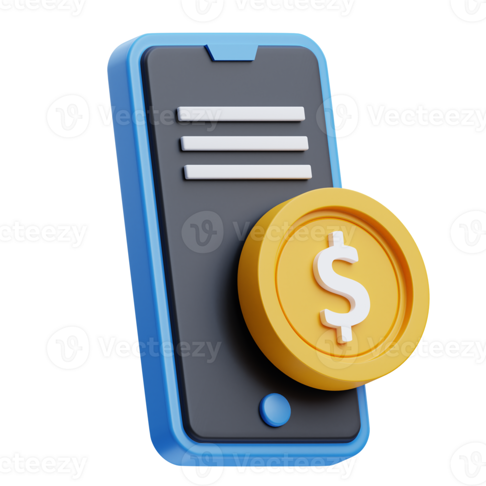 Mobile finance 3d graphic illustration png