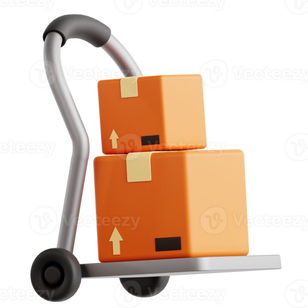 Package trolley 3d graphic illustration png