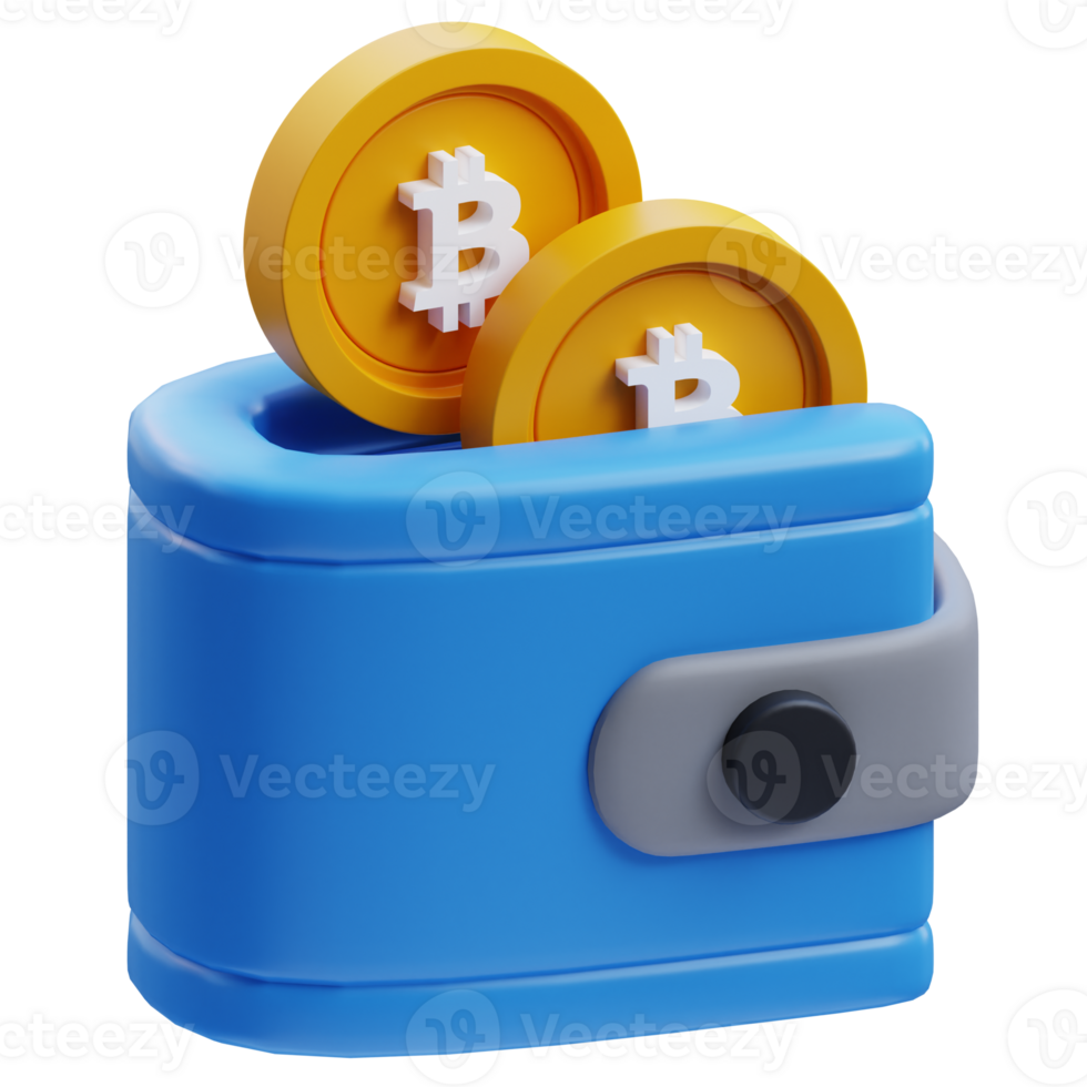 bitcoin billetera 3d gráfico ilustración png