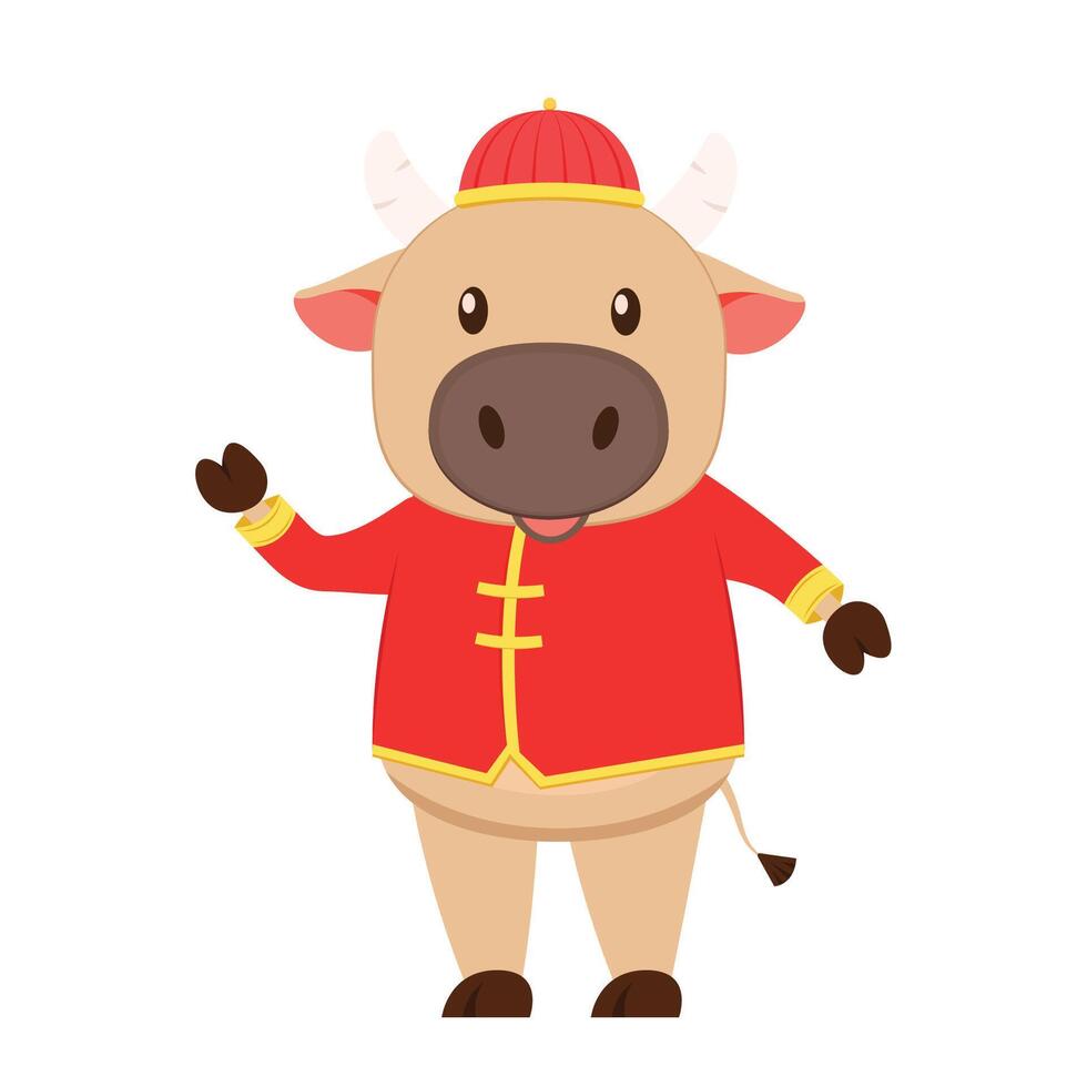 Chinese Happy new year. Happy new year. Year of the Ox. Ox cartoon vector. Ox character design. vector