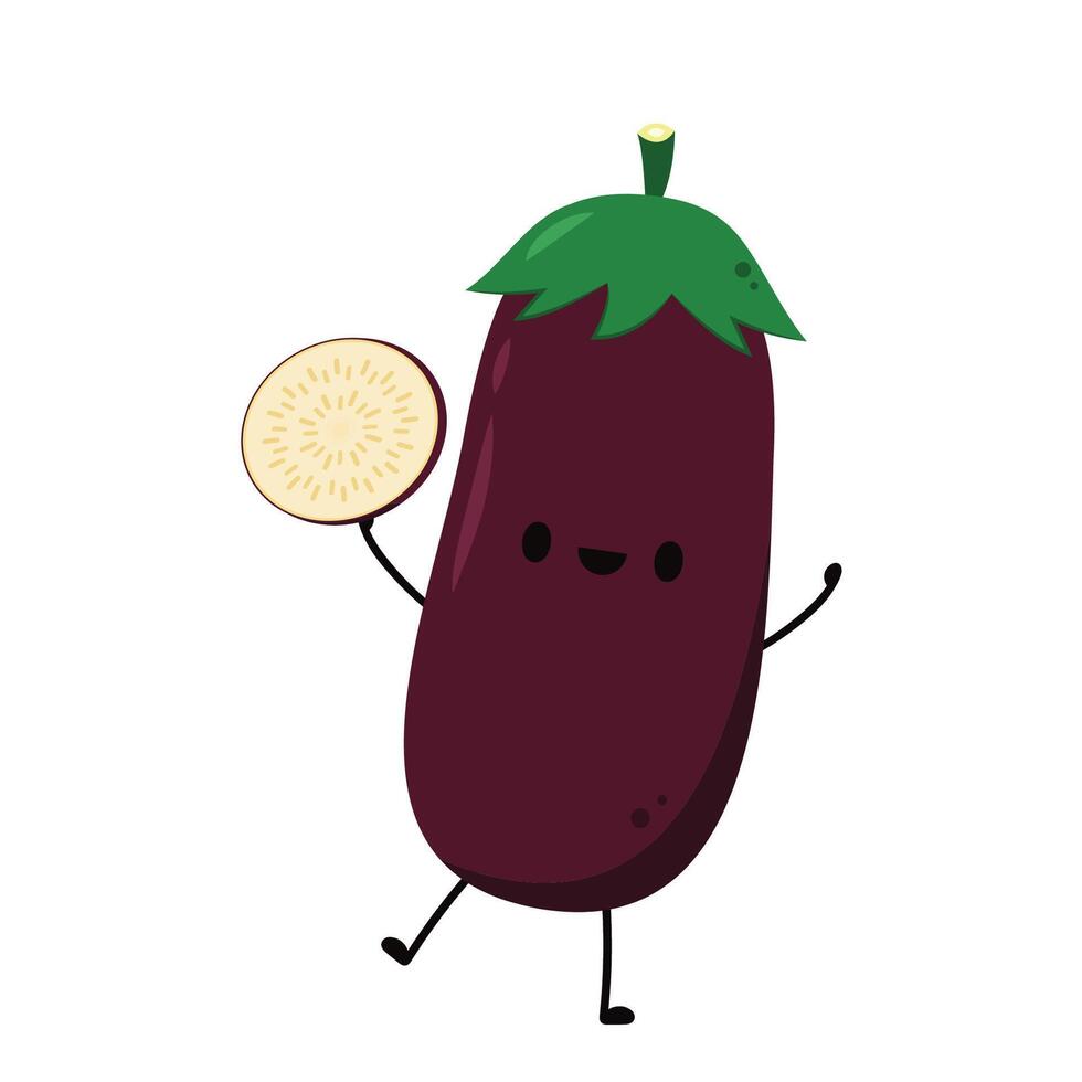 Eggplant on white background. Eggplant character design. vector