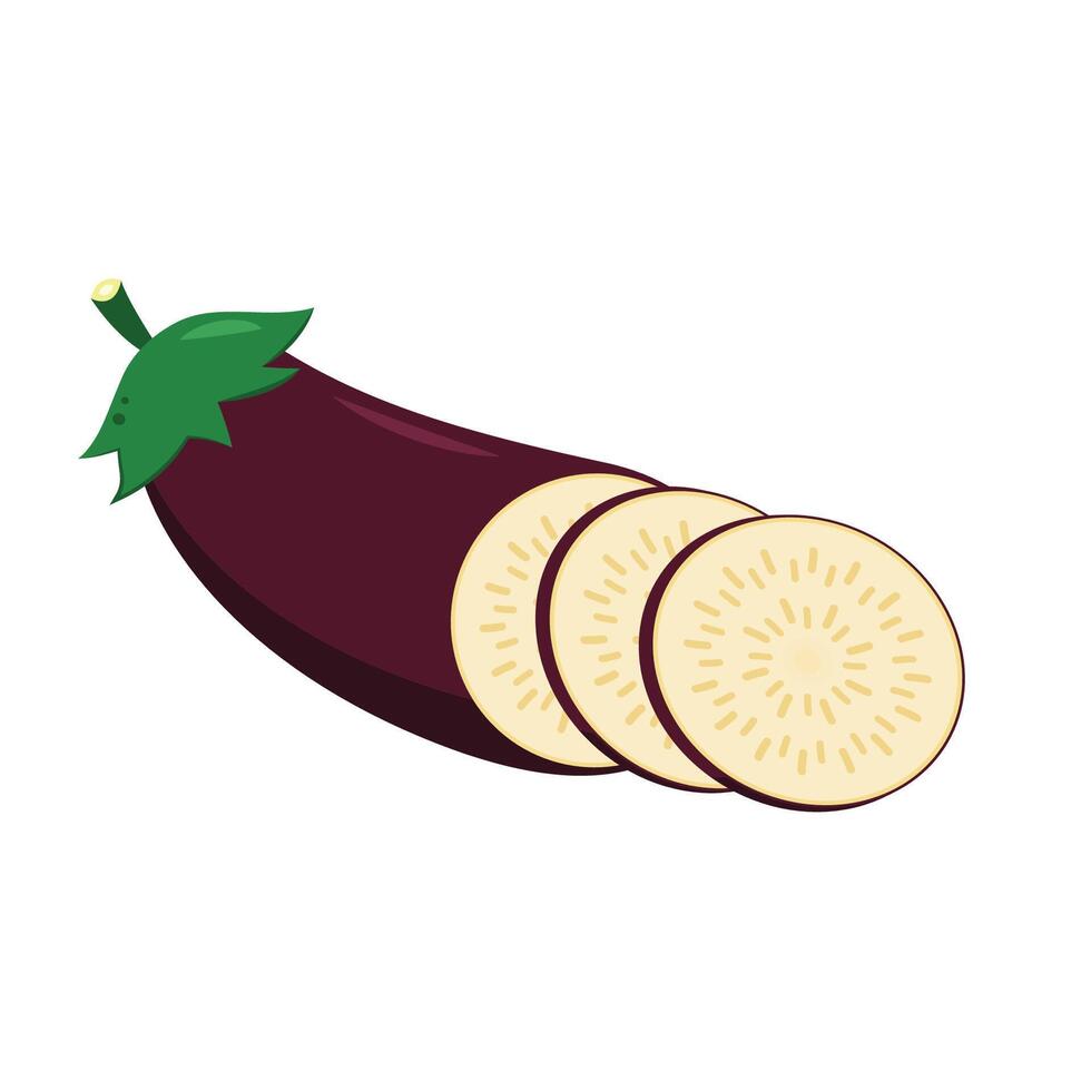 Eggplant on white background. Sliced . vector