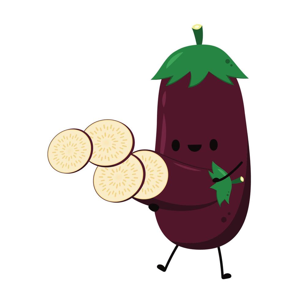 Eggplant on white background. Eggplant character design. vector