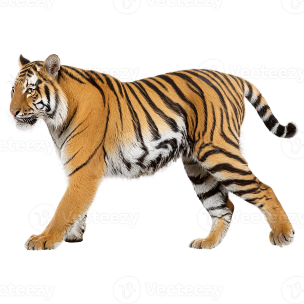 une tigre en marchant sur une transparent Contexte png