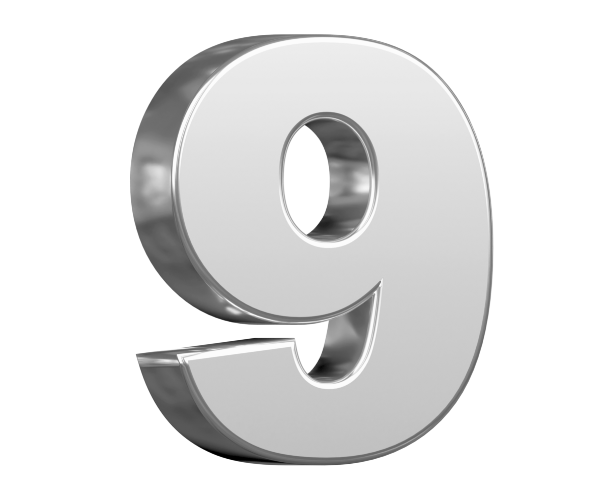 Date numbers. Numbers one to ten silver 3D. for your business design copy, poster and infographic png