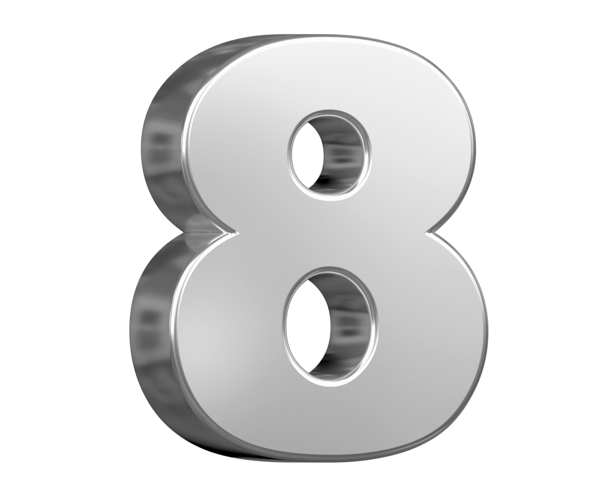 Date numbers. Numbers one to ten silver 3D. for your business design copy, poster and infographic png