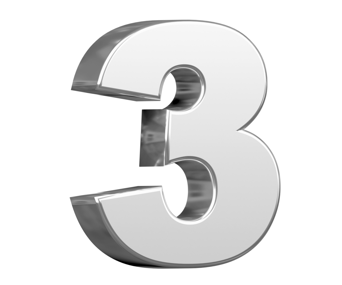 Date numbers. Numbers one to ten silver 3D. for your business design copy, poster and infographic png