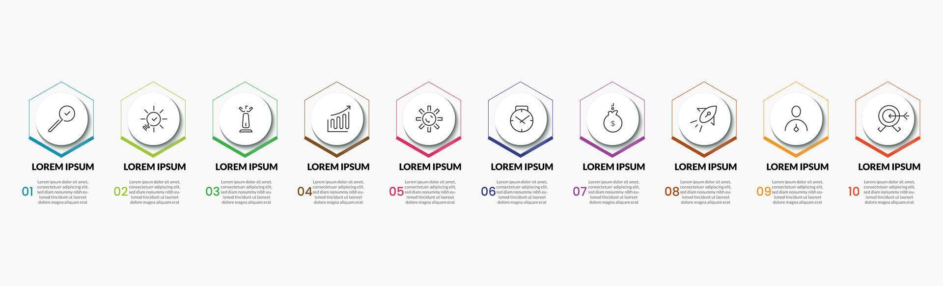 vector infografía diseño negocio modelo con íconos y 10 opciones o pasos. cuadrado diseño o diagrama