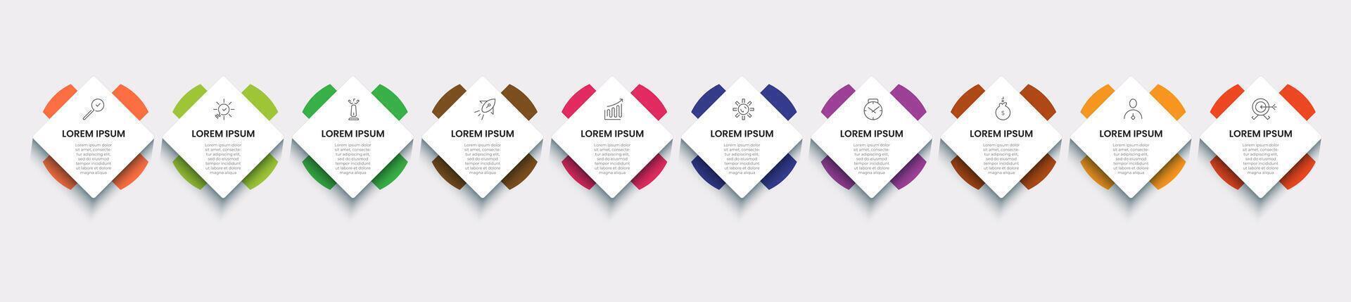Vector Infographic design business template with icons and 10 options or steps. square design or diagram