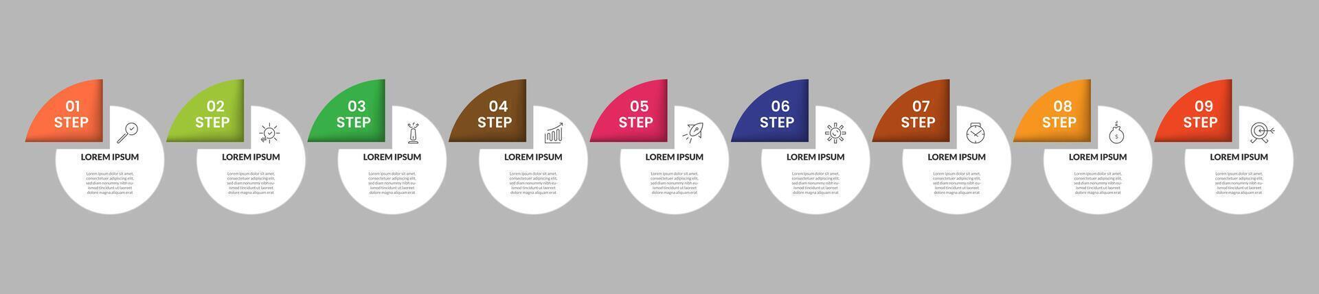 Vector Infographic design business template with icons and 9 options or steps. square design or diagram