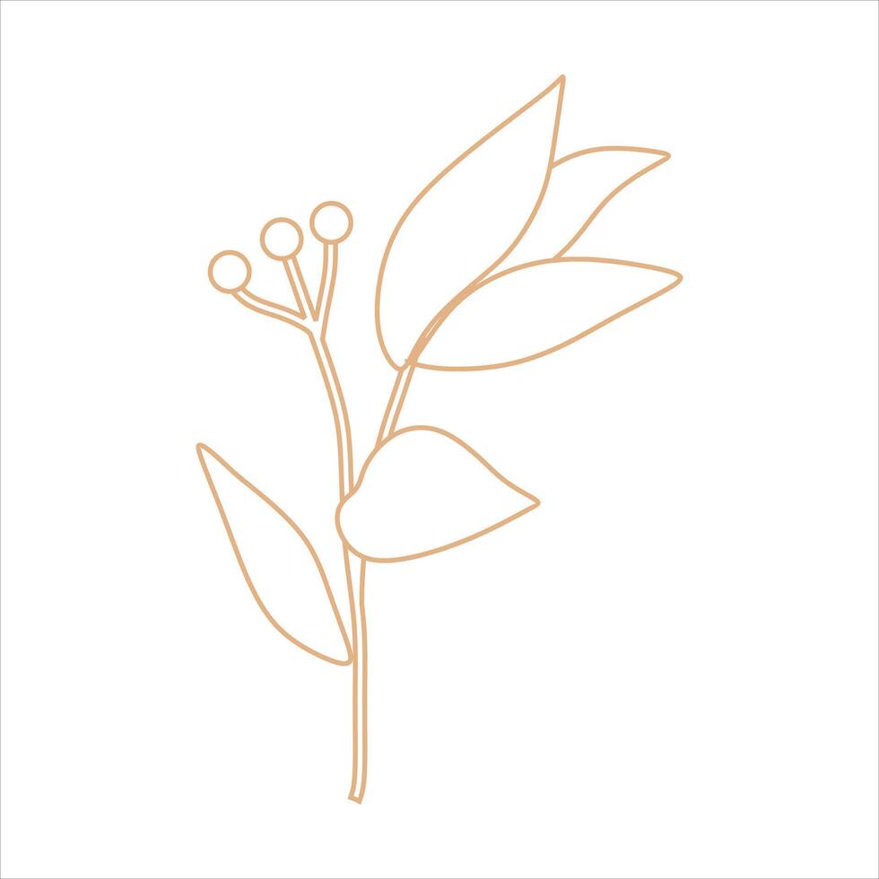 Outline beige abstract floral vector element