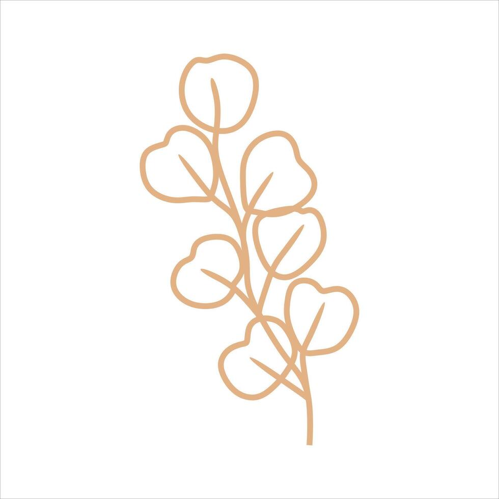 Outline beige abstract floral vector element