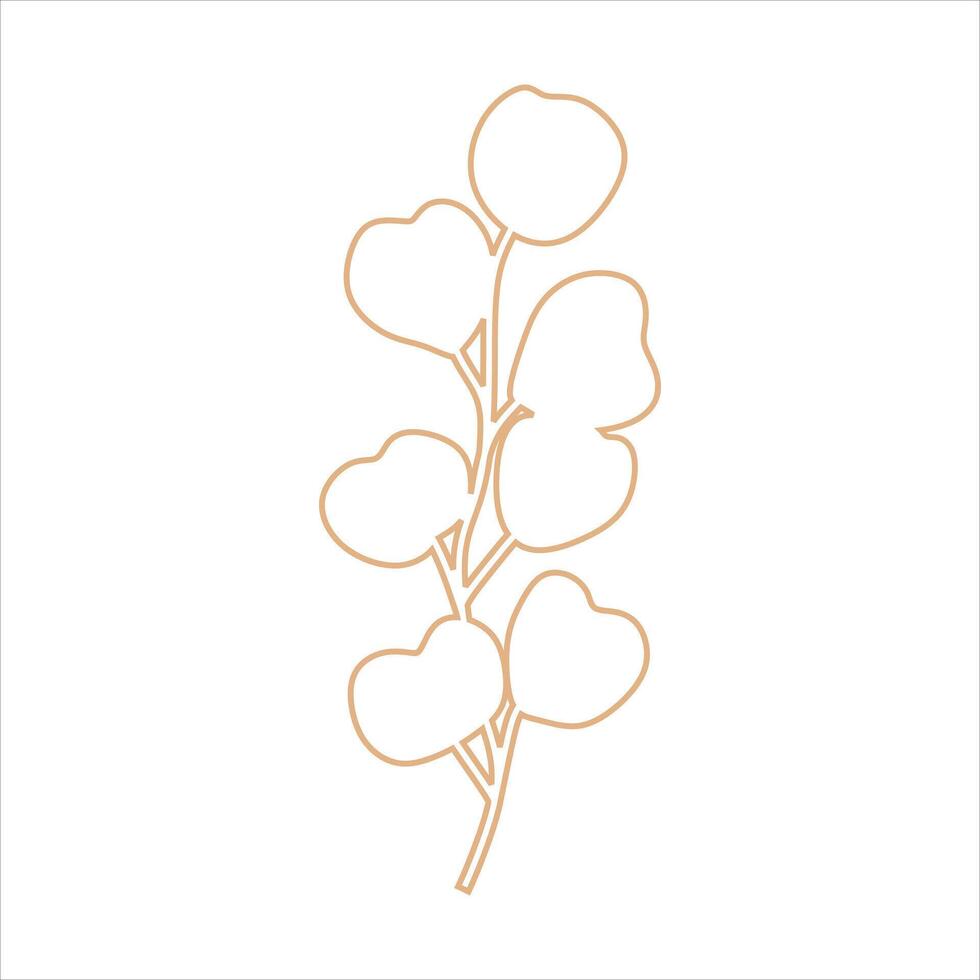 Outline beige abstract floral vector element