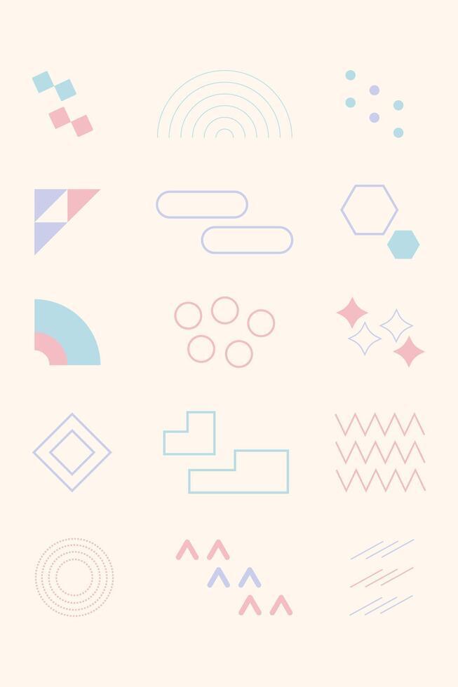 Flat geometric shape minimal cute vector element bundle
