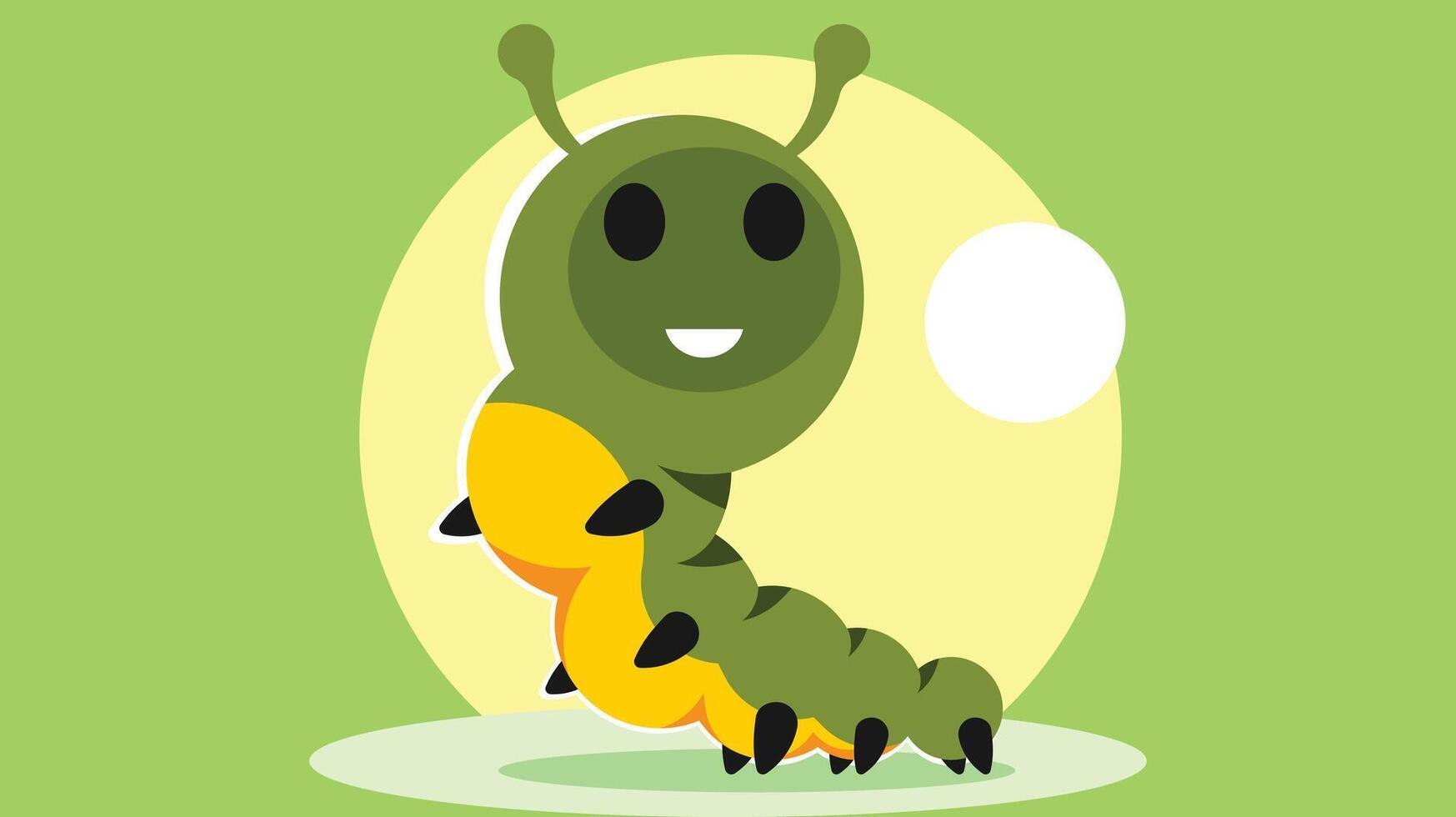 Caterpillar cartoon children book character vector illustration