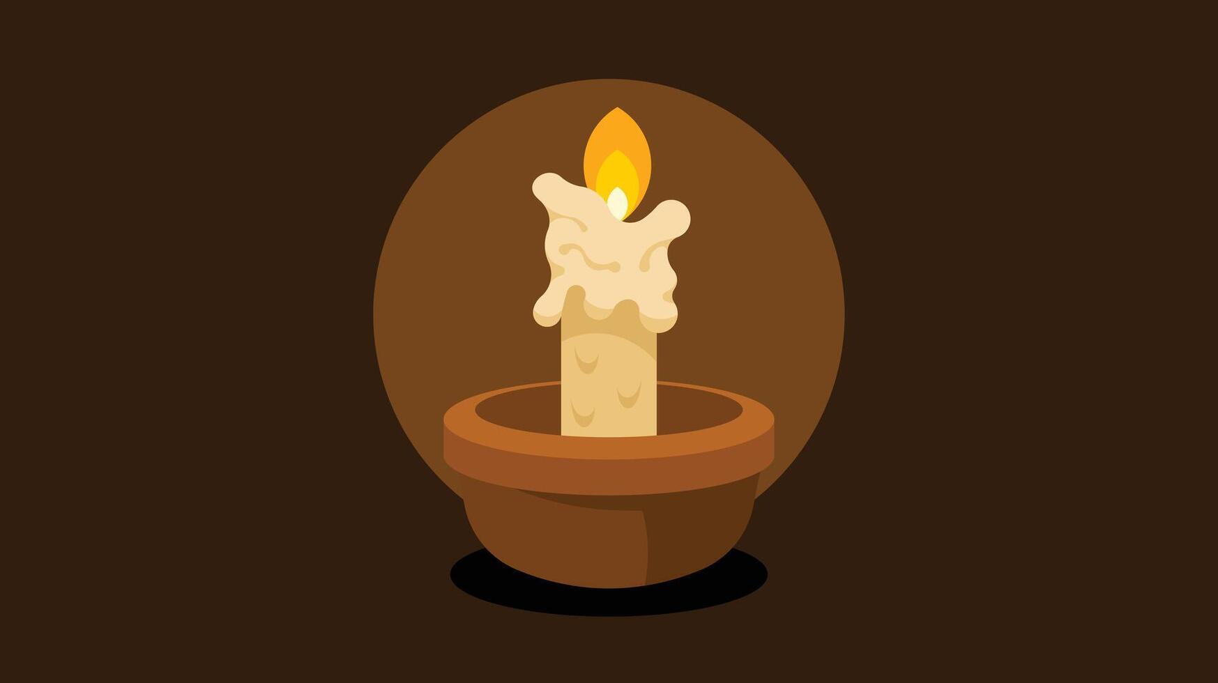 light candle with fire isolated vector illustration