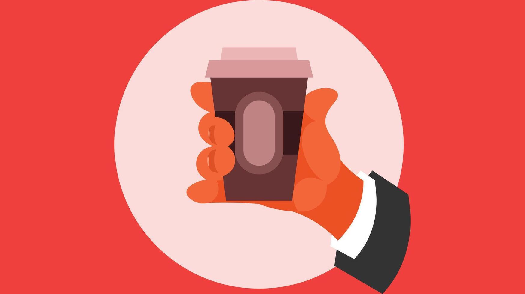 Human hand holding a cup of coffee vector illustration