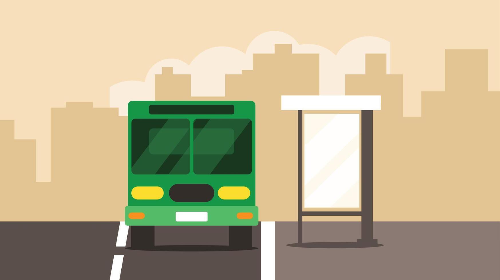 A bus stop in the city street vector illustration