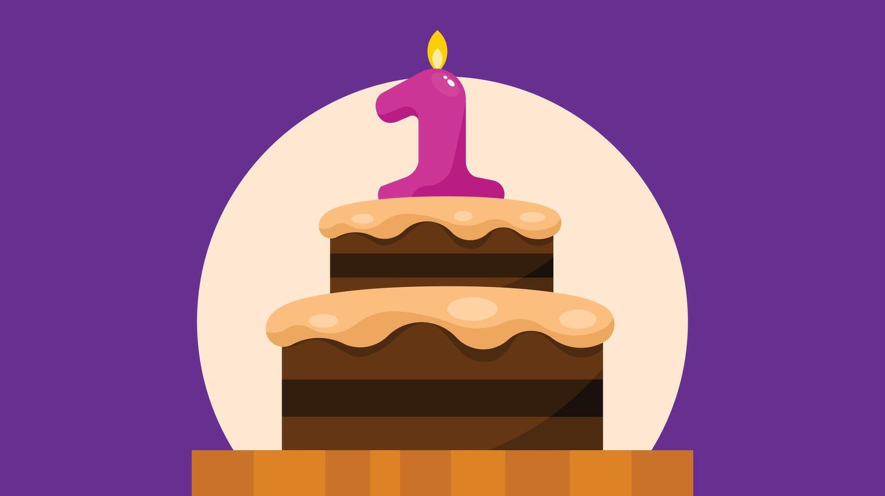 Birthday cake with candle topping isolated vector illustration