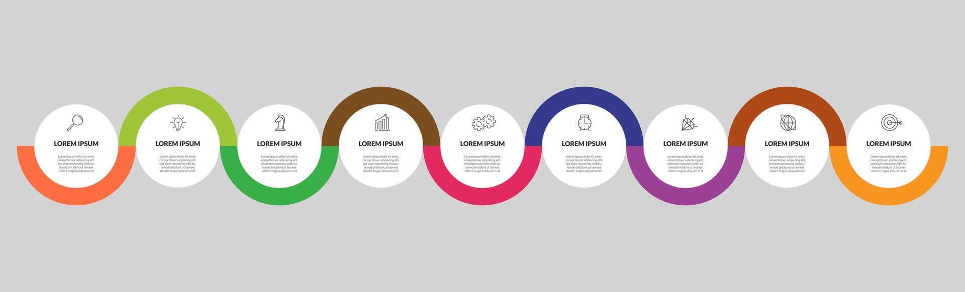 vector infografía diseño negocio modelo con íconos y 9 9 opciones o pasos. cuadrado diseño o diagrama