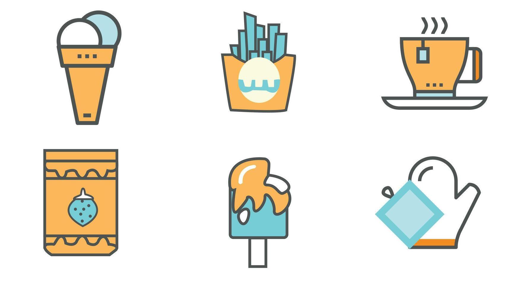 food and beverage duetone icon set vector