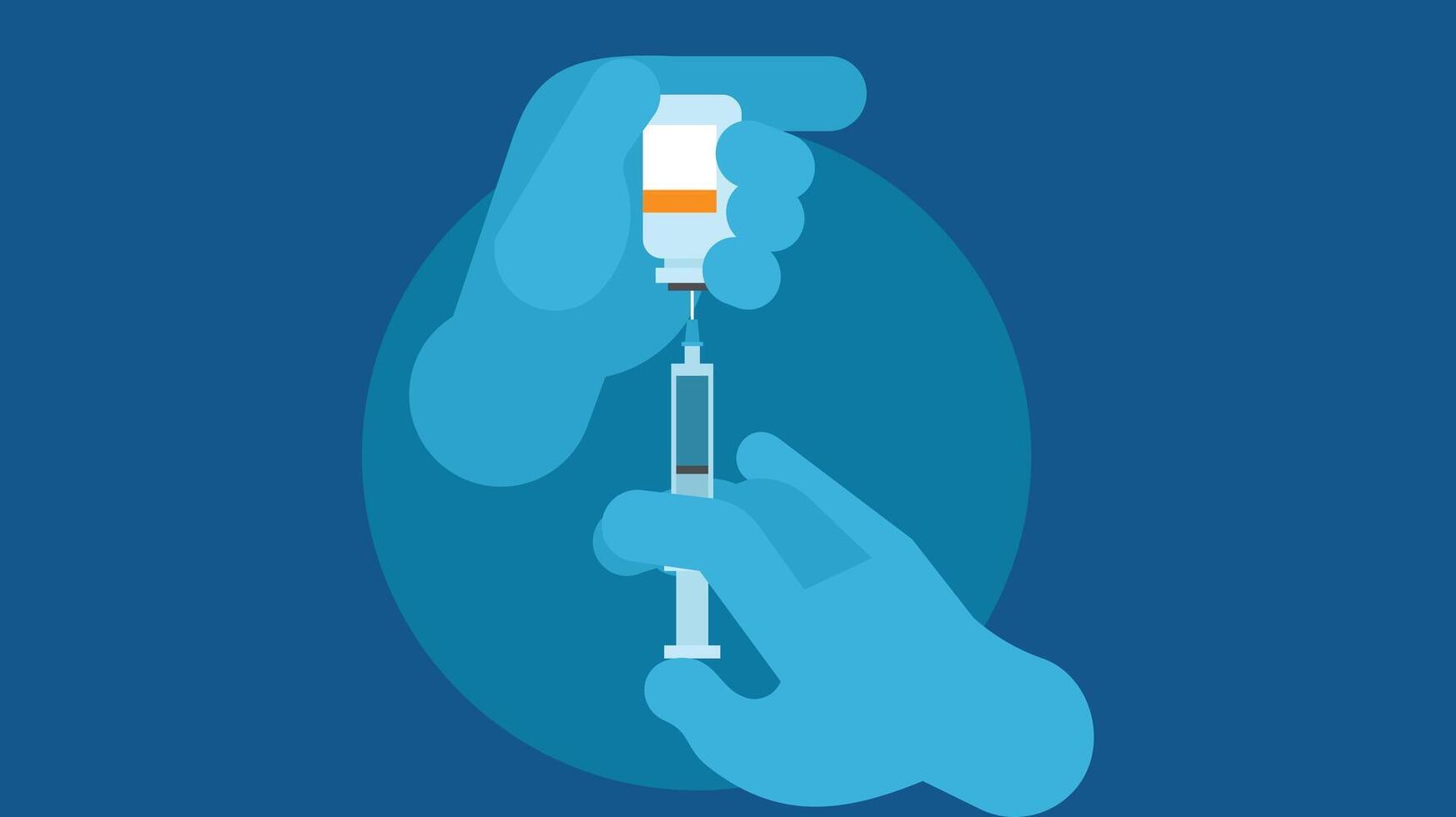 Lab doctor holds a vaccine bottle in his hands vector illustration