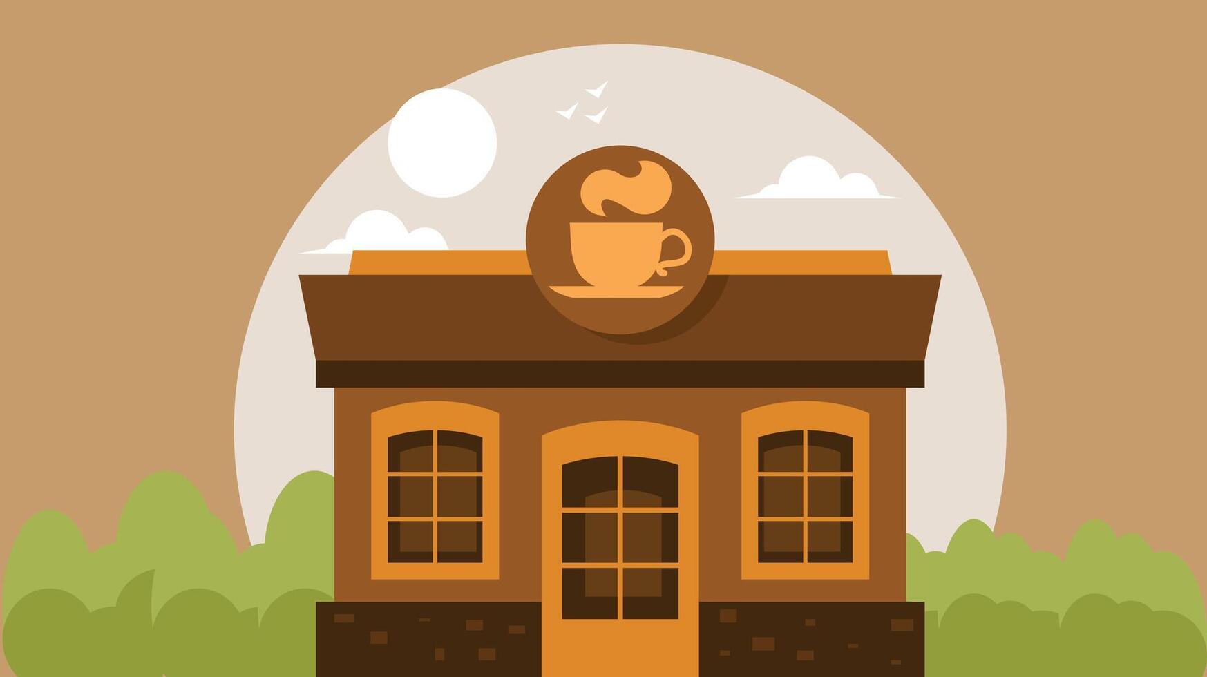 coffee shop house building isolated vector illustration