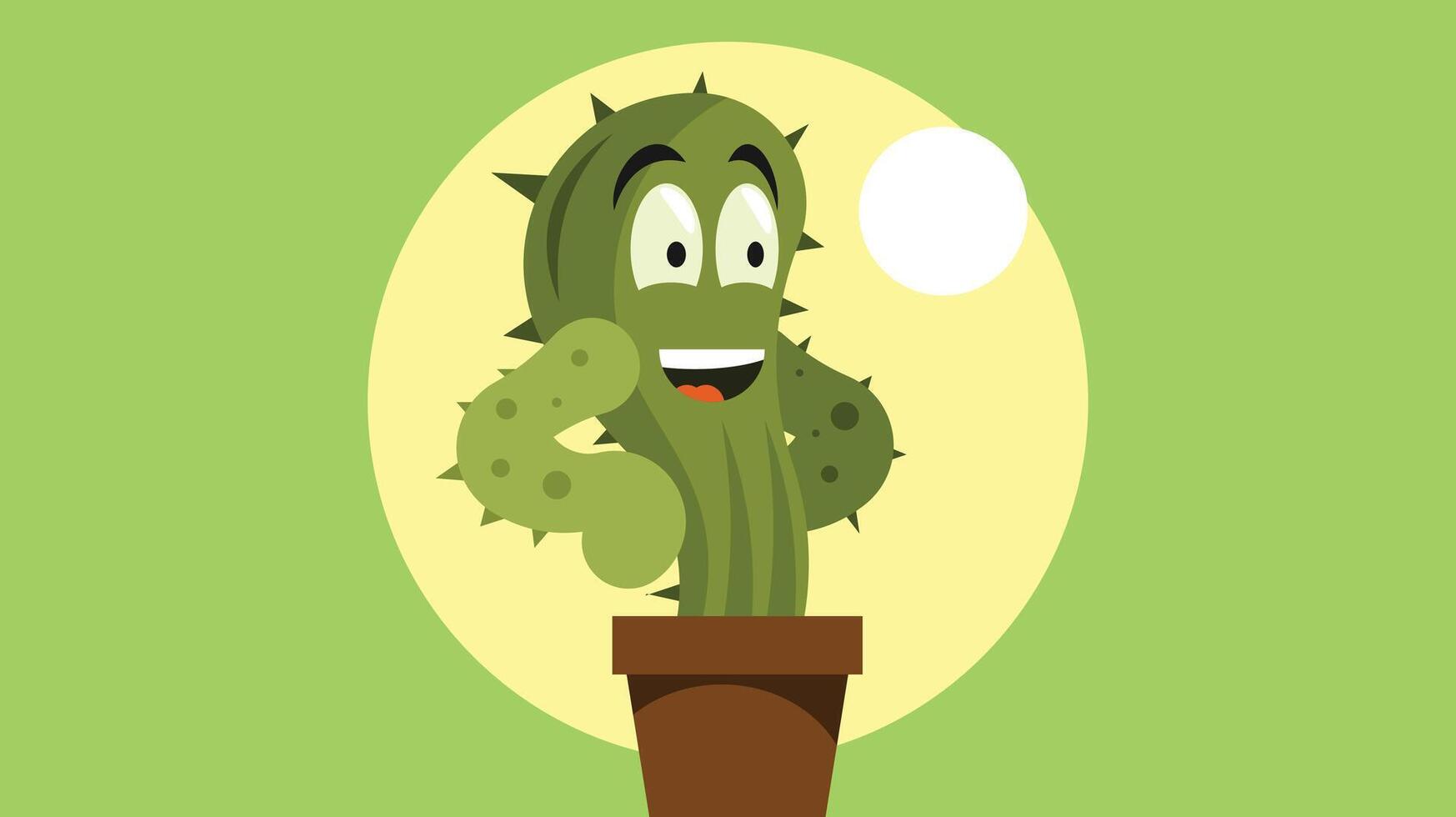 Cactus plant cartoon children book character vector illustration