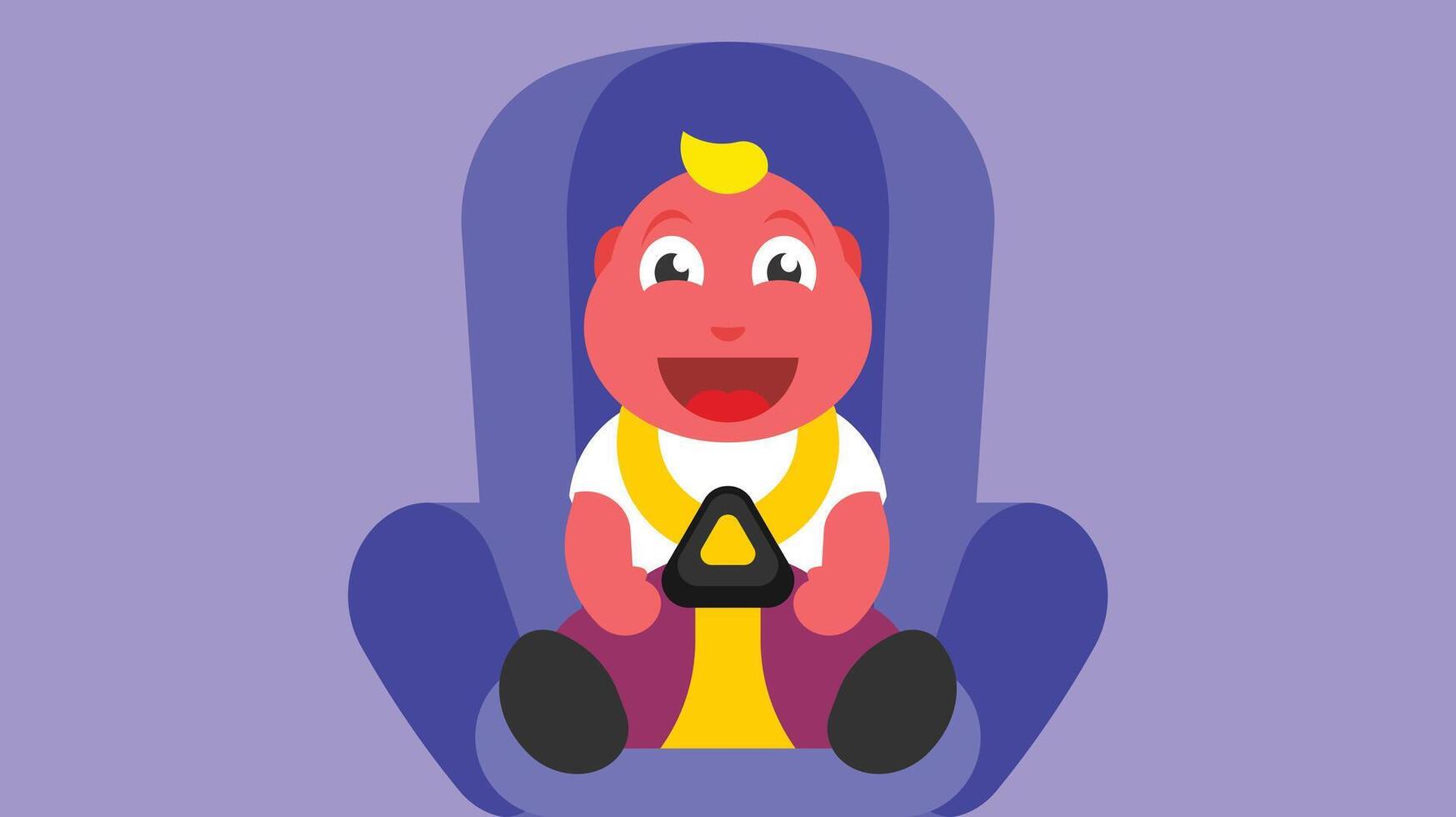 bebé en el coche asiento para la seguridad vector ilustración