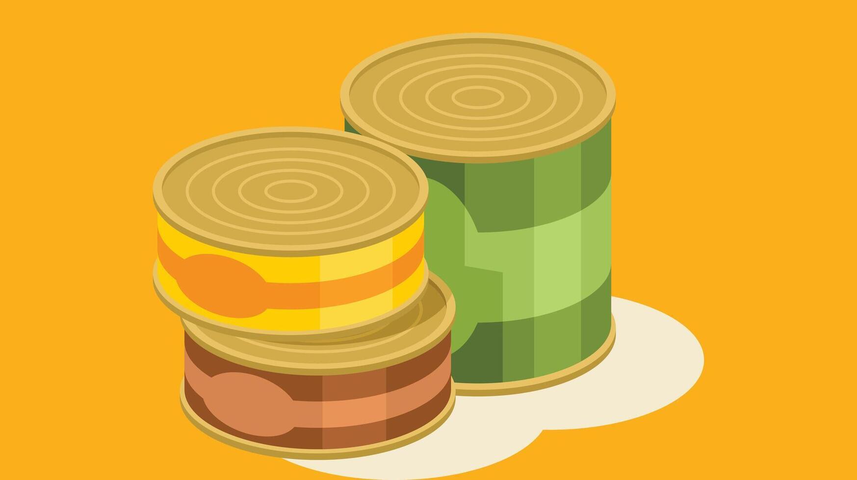 Food colorful cans for processed food for industrial mockups vector illustration
